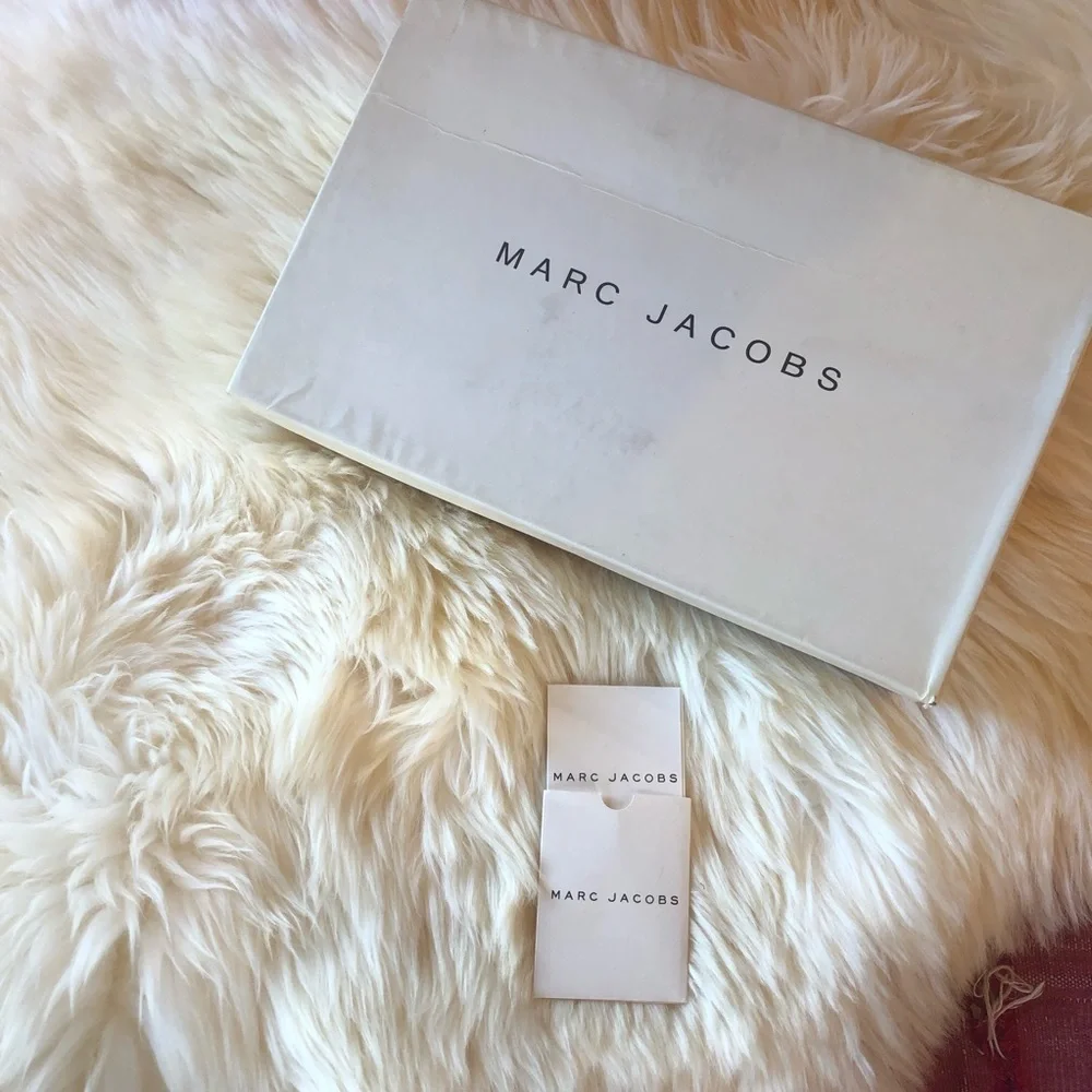 Marc Jacobs Red Leather Wood Platform Slides Sz 7.5/38